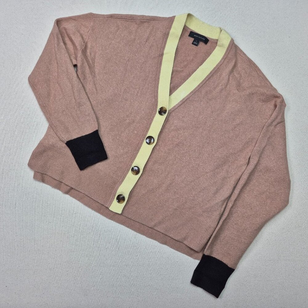 Ann Taylor Women's Button Up Brown/Yellow Wool Blend Cardigan Sz S NEW W/O TAGS